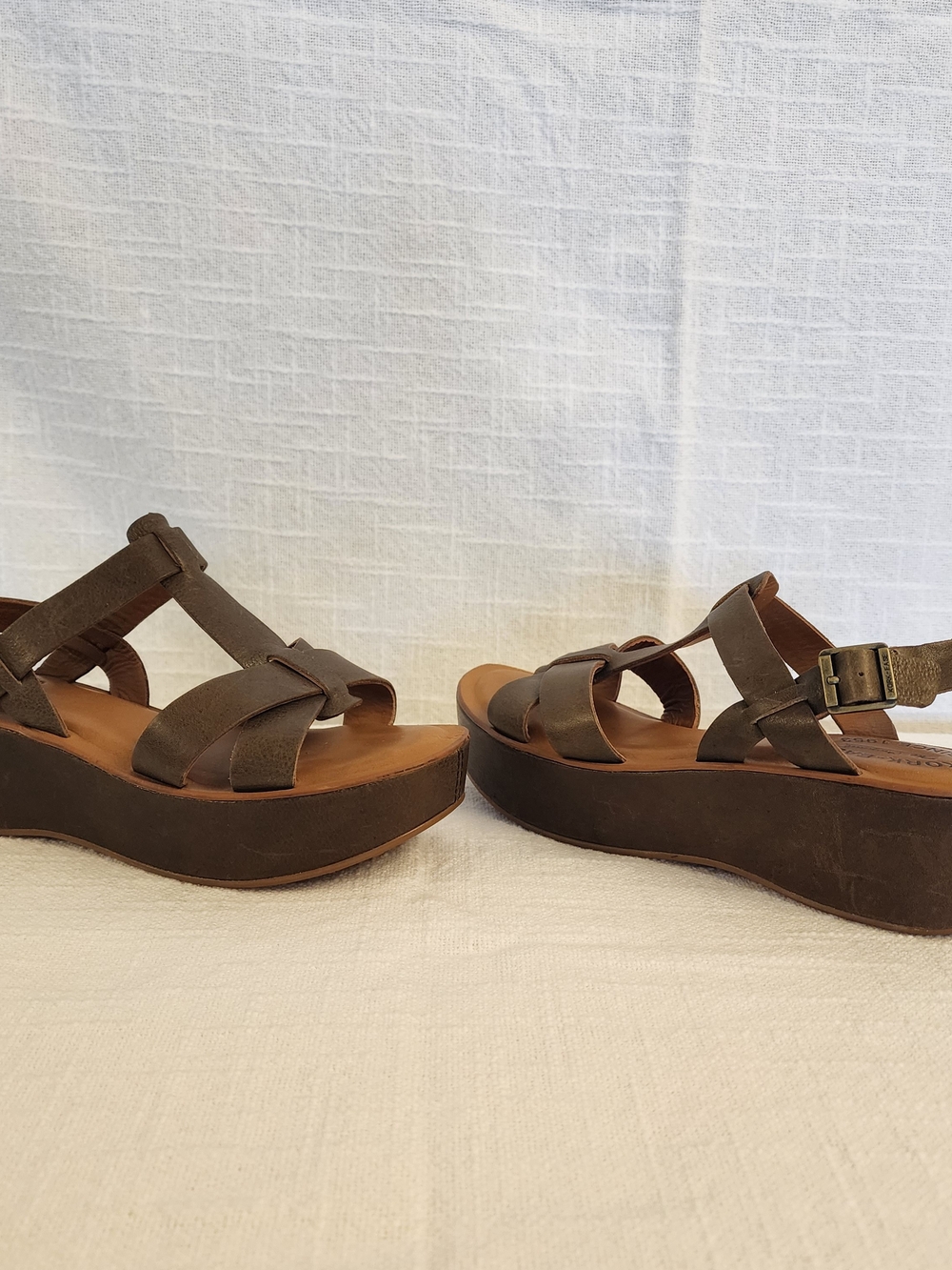 Pre-loved Kork- Ease Green Leather Platform Sandals Women's Size 8 A433 - Picture 7 of 10
